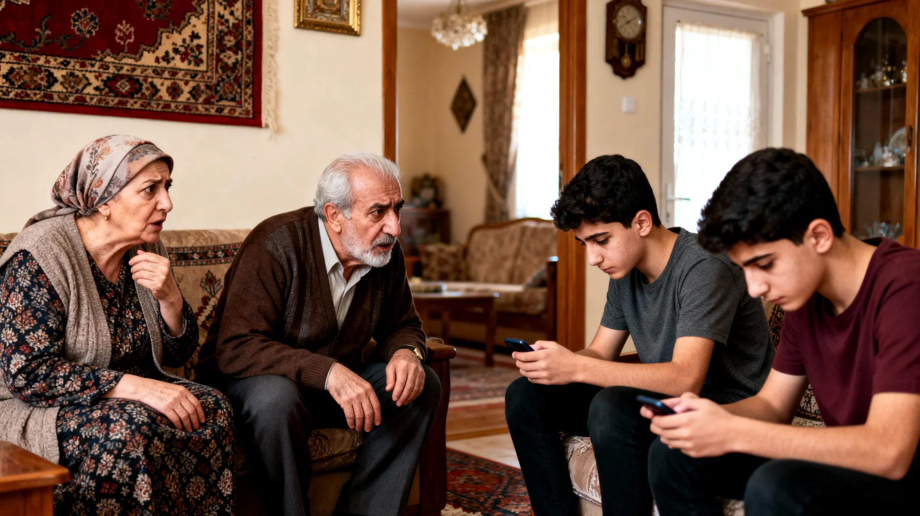 Büyükanne ve büyükbaba, ergen torunlarıyla sağlıklı bir diyalog kurmakta zorlanıyorlar. Torunlar tek kelimelik yanıtlar veriyor, göz teması kurmaktan kaçınıyor ve sürekli telefonlarına bakıyorlar. Büyükanne ve büyükbaba onlarla bağ kurmak istiyor ancak ne konuşacaklarını bilmiyorlar ve torunların ilgi alanlarını anlamakta zorlanıyorlar."