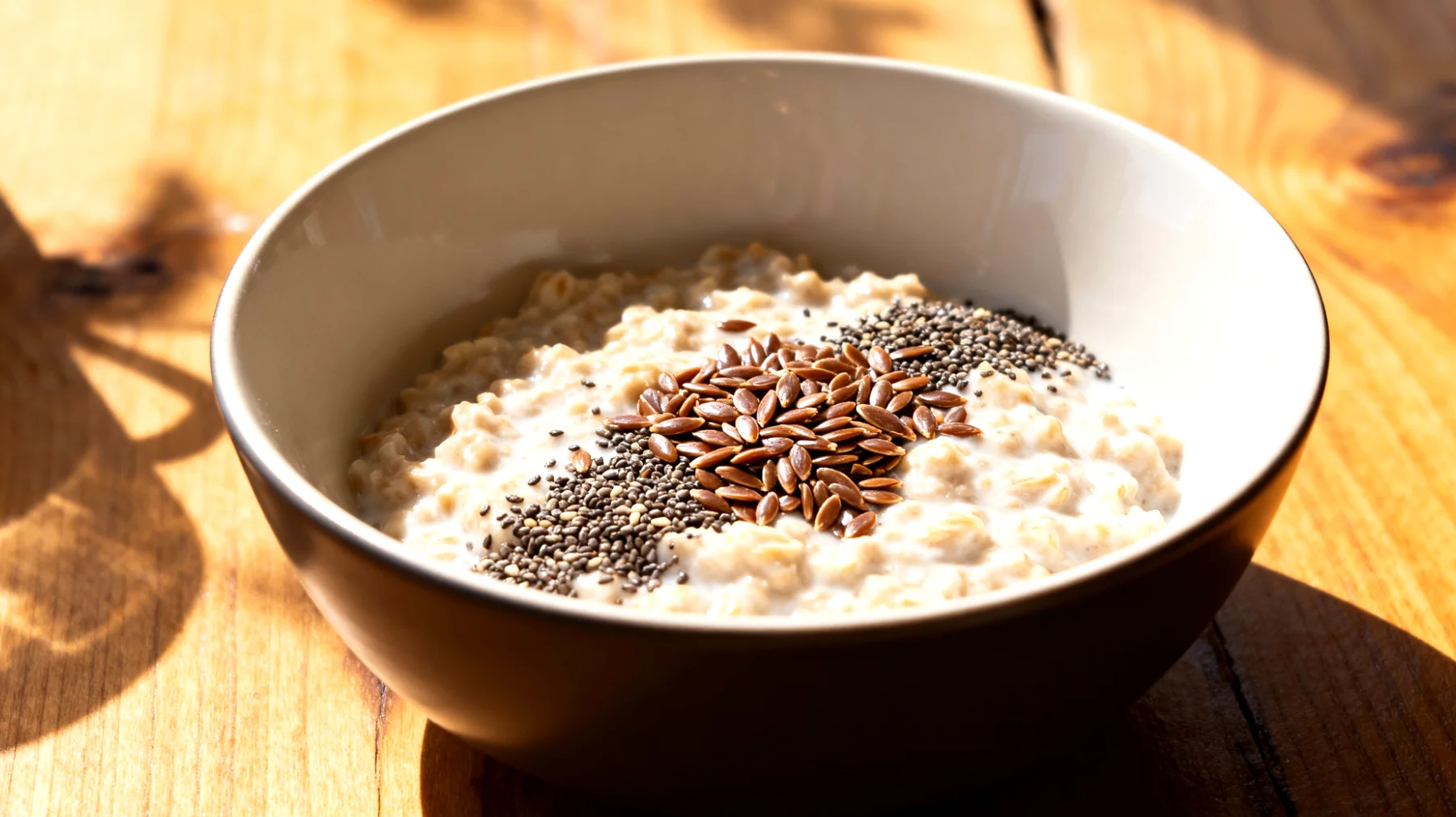 Yulaf ezmesi (overnight oats) keten tohumu ve chia tohumlu"