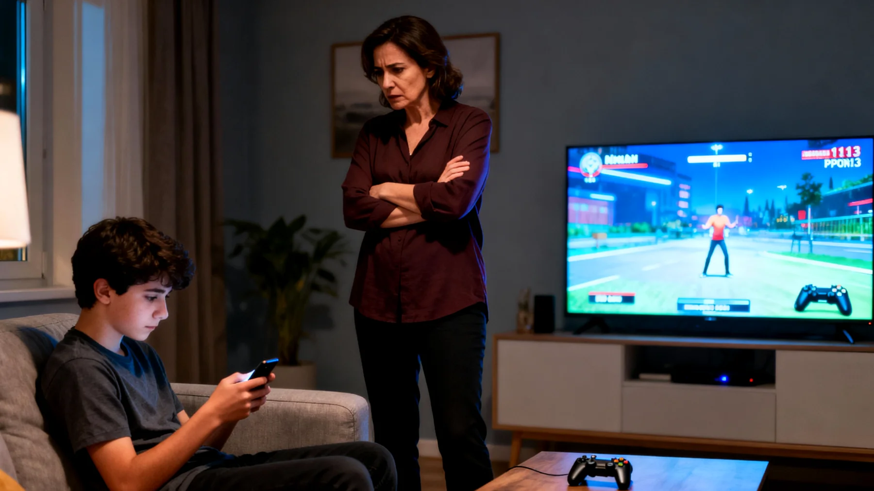 Ebeveynler, ergen çocuklarının akıllı telefon, video oyunları ve televizyon başında geçirdikleri aşırı zamanı sınırlamakta zorlanıyor ve bu durum ev içinde sürekli tartışmalara ve gerginliğe neden oluyor."