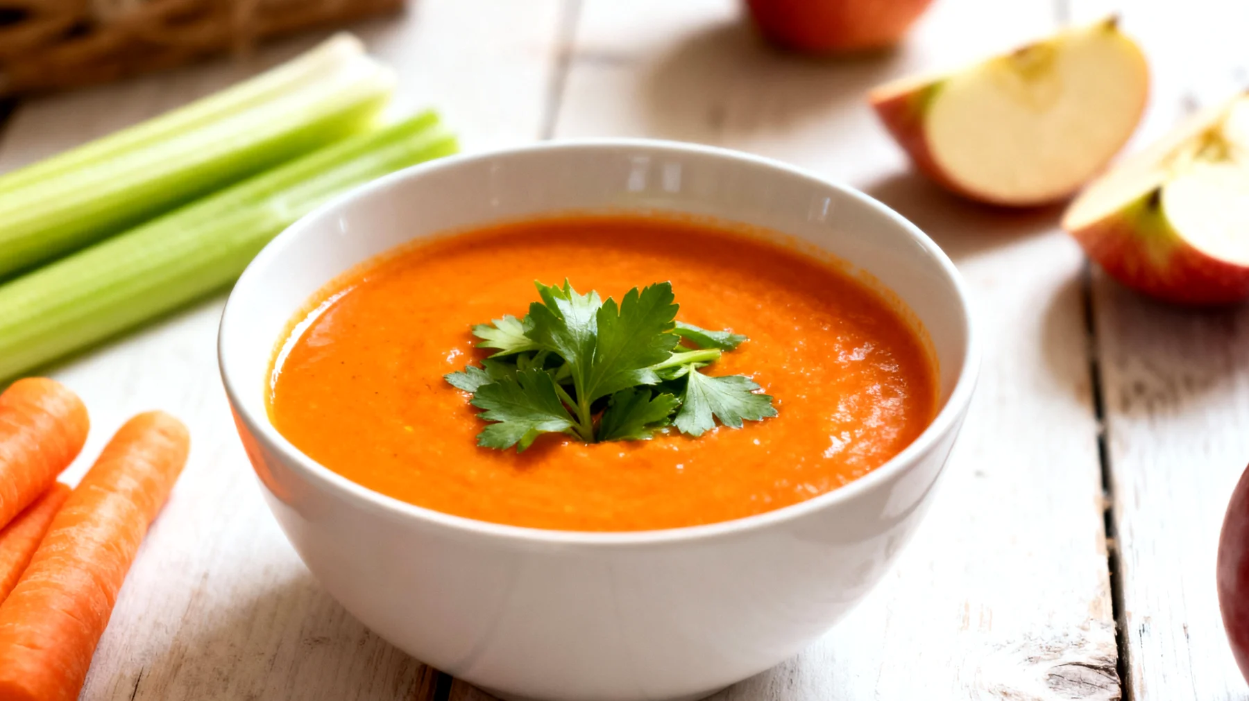 Havuç, kereviz ve elma bazlı detoks çorbası (Detox Carrot-Celery-Apple Soup)"